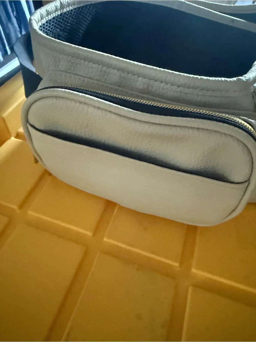 Tushbaby Cream Pebbled Leather Baby Bag